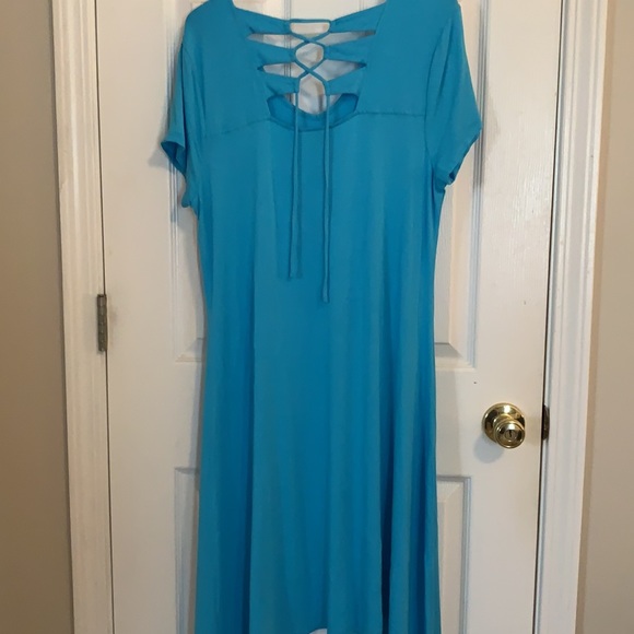 Chicos - Teal blue cotton blend comfort dress. - Picture 3 of 4